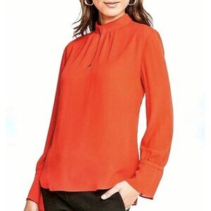 Ann Taylor Key Hole Flared Sleeve Relaxed Fit Blouse Sz XS NWT RED‎